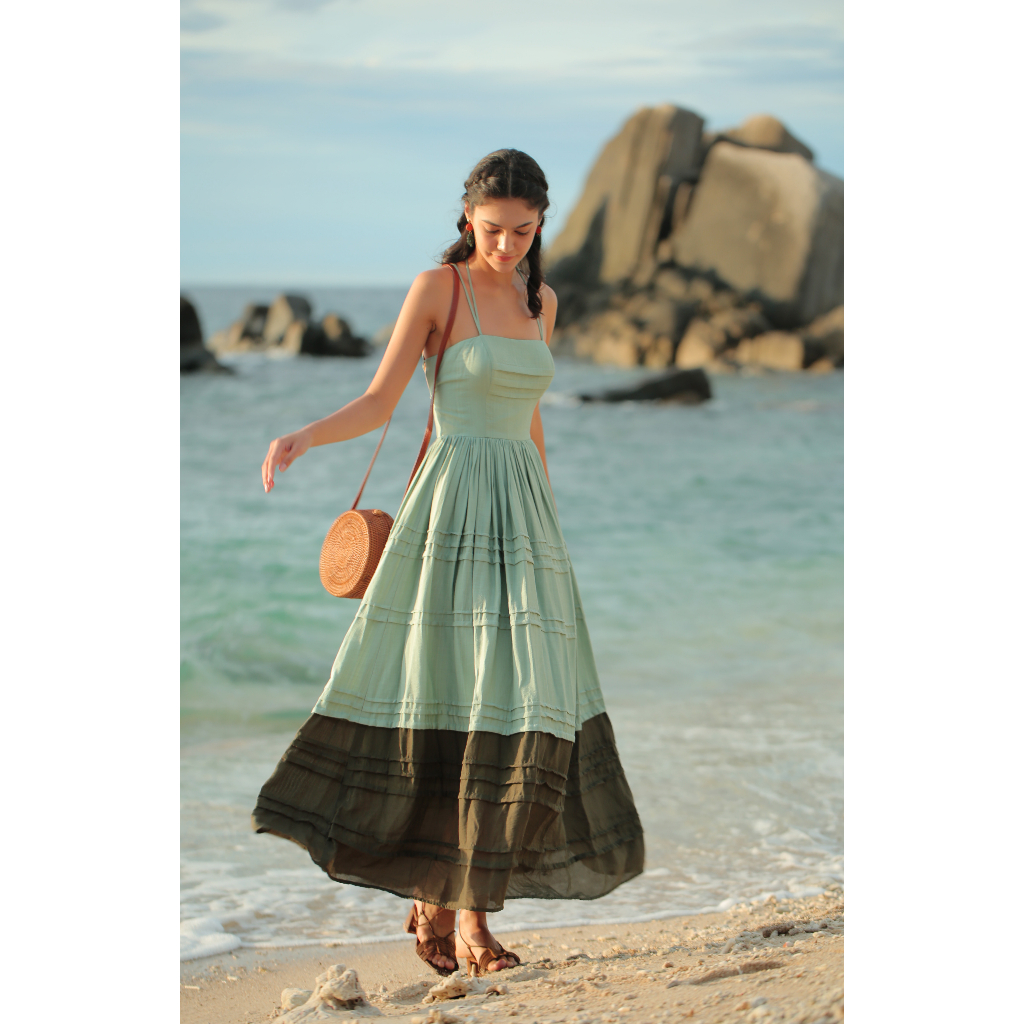SÒ VINTAGE - DYAN Đầm 2 dây phối màu