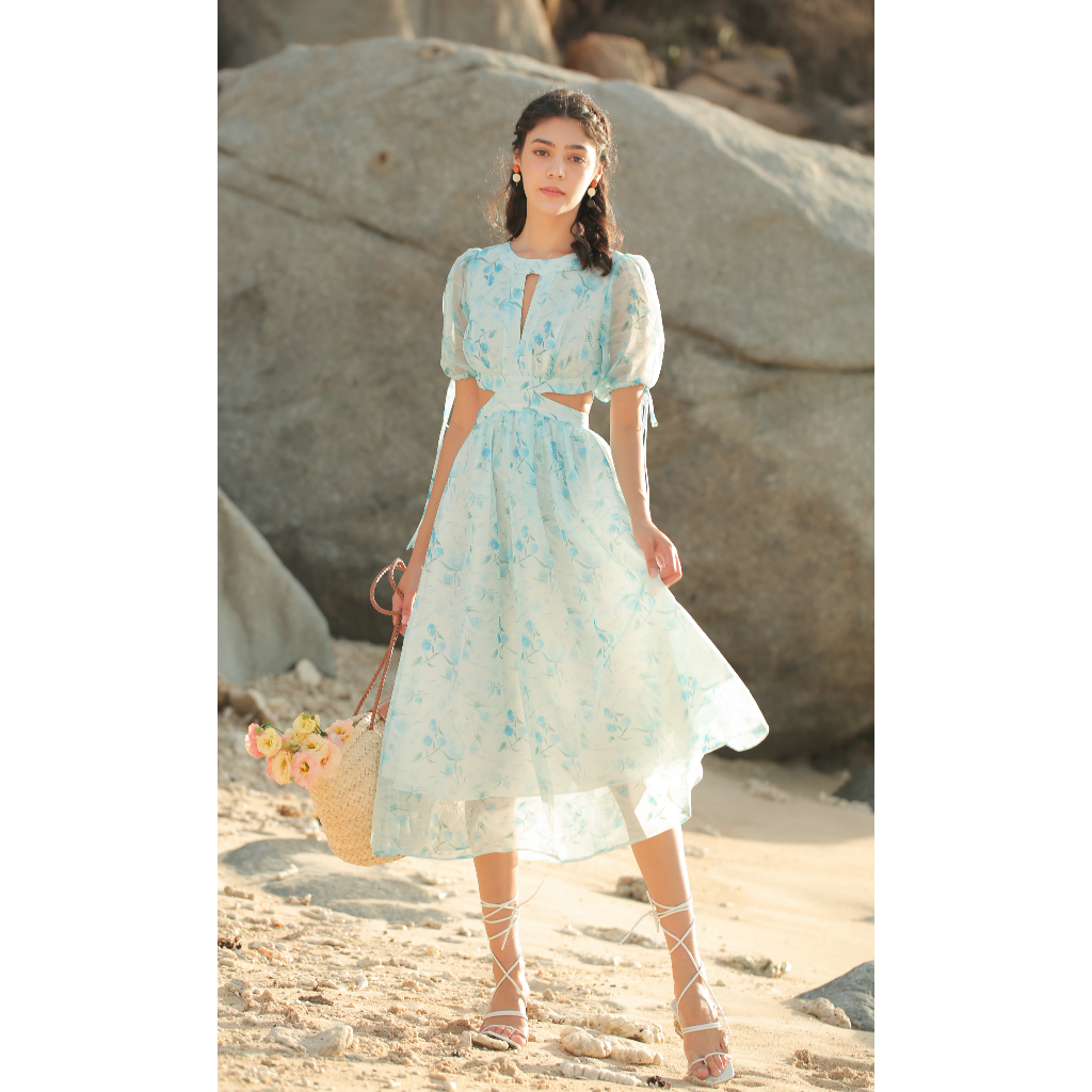 SÒ VINTAGE - FARAH Đầm tay phồng khoét eo