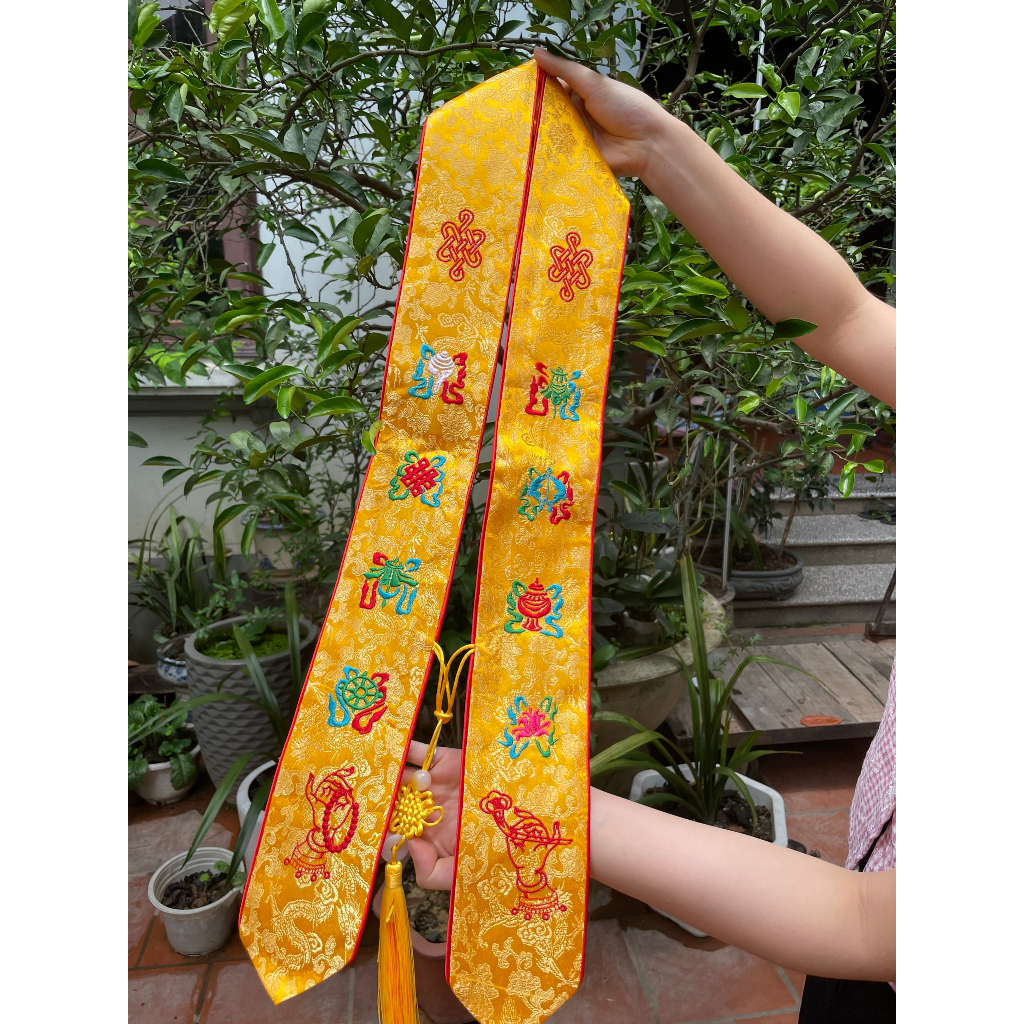 Ấn cổ vải gấm thêu bát cát tường