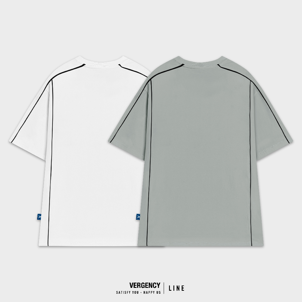 Áo thun Vergency nam nữ 013 Line/ Gray, white