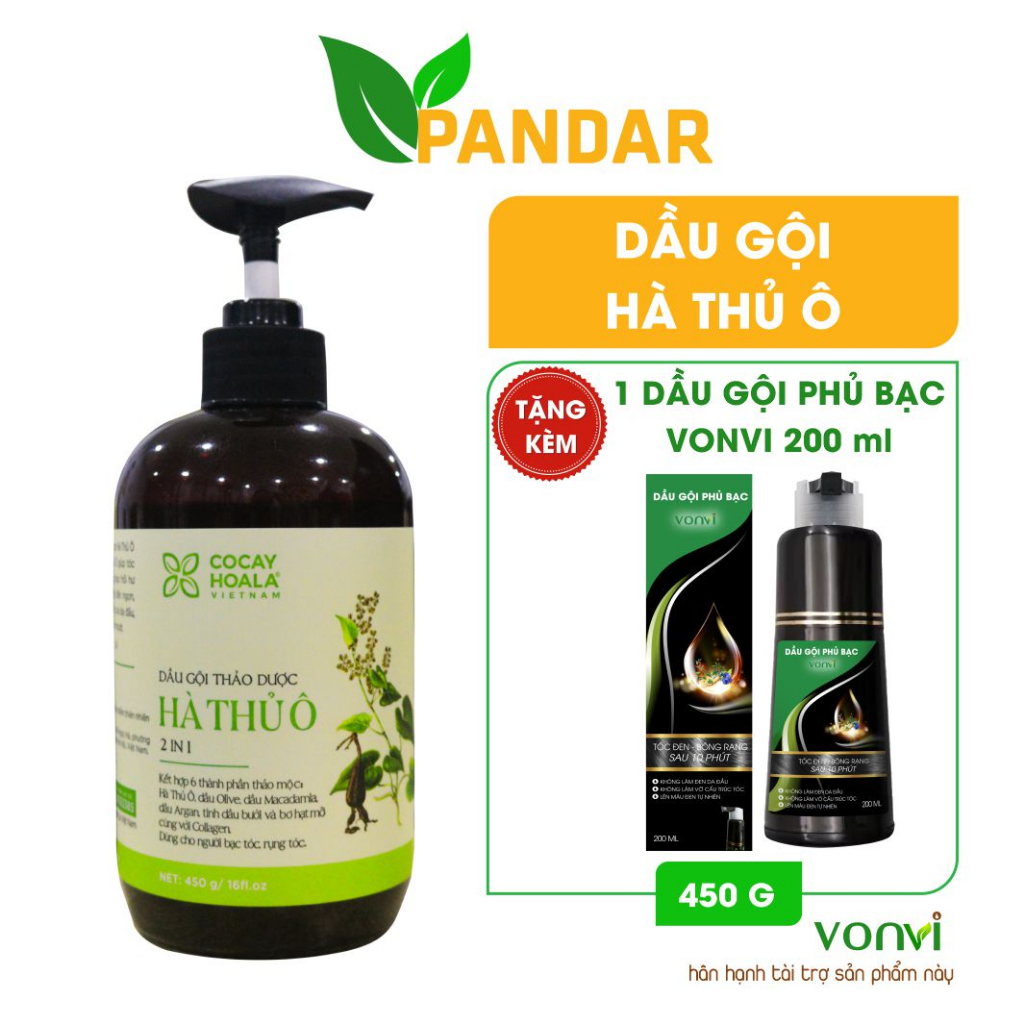 Dầu Gội Hà Thủ Ô PANDAR Giảm Rụng Tóc Bạc Tóc Kích Thích Mọc Tóc Sạch Gàu 300g 450g Cỏ cây hoa lá