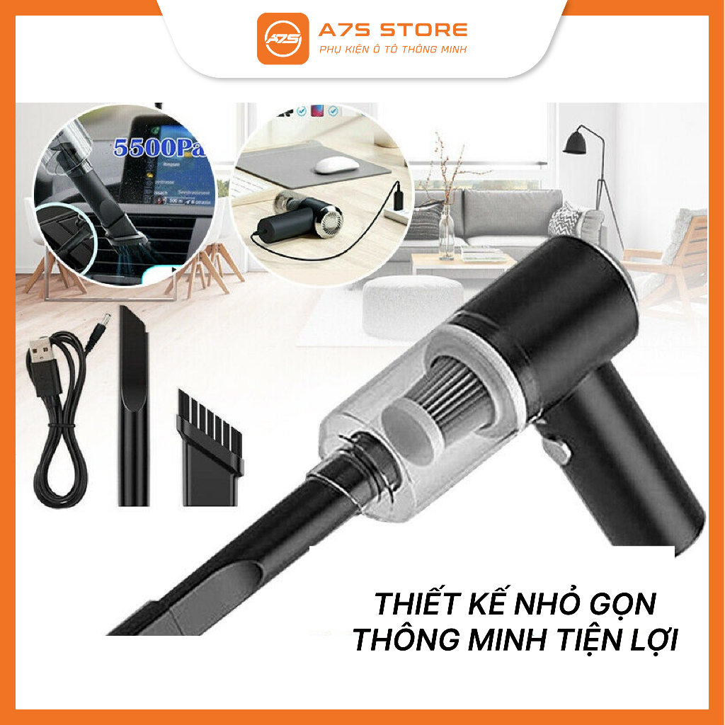Máy hút bụi cầm tay mini - Máy hút bụi không dây đa năng lực hút siêu mạnh sử dụng hút bụi ô tô, bụi giường - HB1