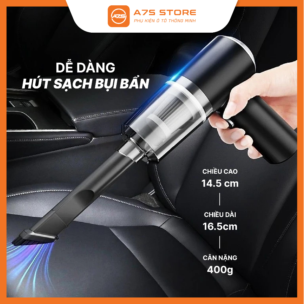Máy hút bụi cầm tay mini - Máy hút bụi không dây đa năng lực hút siêu mạnh sử dụng hút bụi ô tô, bụi giường - HB1