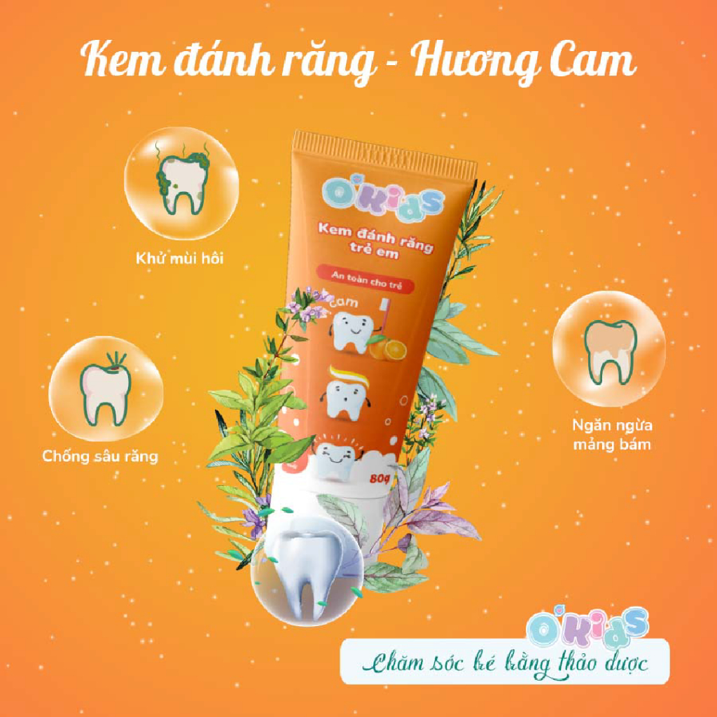 Kem đánh răng trẻ em O'Kids 80g ngừa sâu răng và làm trắng răng hiệu quả