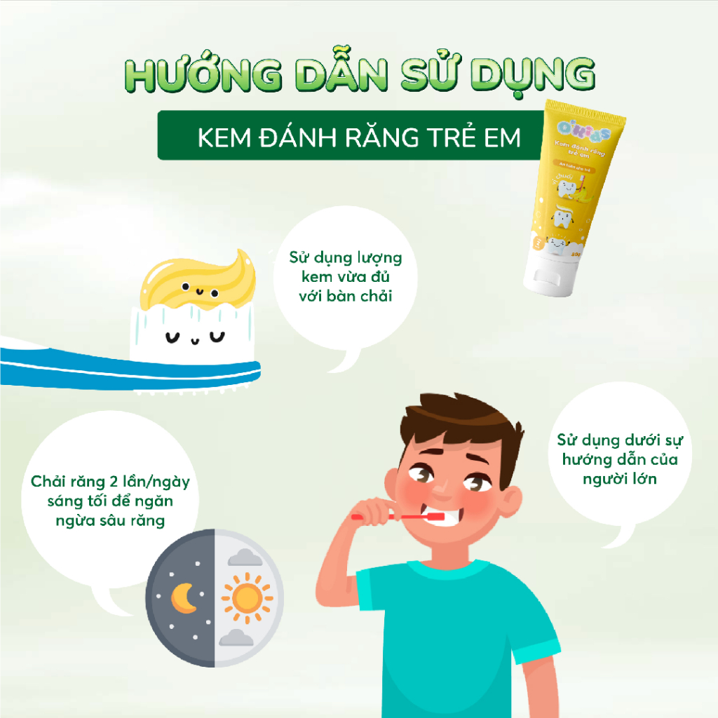 Kem đánh răng trẻ em O'Kids 80g ngừa sâu răng và làm trắng răng hiệu quả