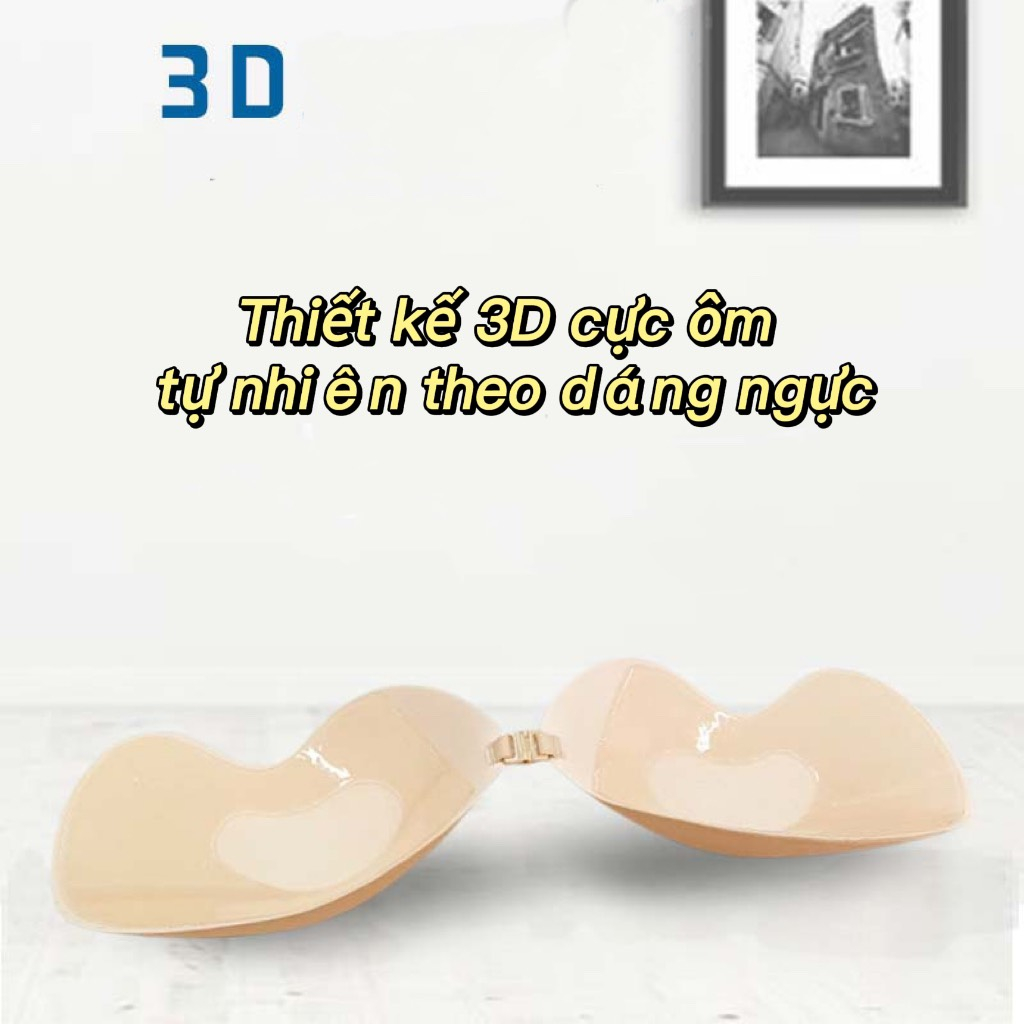 Miếng Dán Nâng Ngực Silicon Hình Xoài Thiết Kế 3D Cực Ôm Không Lộ Siliconebra Mỹ, Bra Đẩy Tạo Khe Ngực Căng Tròn Sử Dụn
