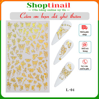 Sticker Bướm phản quang mạ vàng trang trí móng làm nail làm Shoptinail
