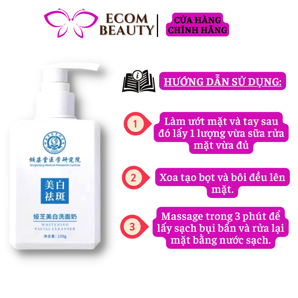 Sữa rửa mặt sữa ong chúa FACIAL CLEANSER - Sữa rửa mặt trắng da, sạch mụn, cải thiện mụn thâm cho nam nữ - ECOM BEAUTY