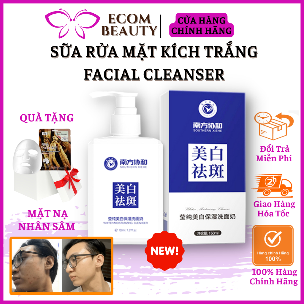 Sữa rửa mặt sữa ong chúa FACIAL CLEANSER - Sữa rửa mặt trắng da, sạch mụn, cải thiện mụn thâm cho nam nữ - ECOM BEAUTY