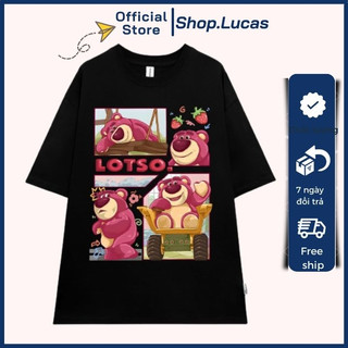 Áo Phông GẤU DÂU LOTSO MẪU MỚI Áo Thun Local Brand Unisex Nam Nữ Form Rộng Tay Lỡ Cotton Vải Mát shop.lucas