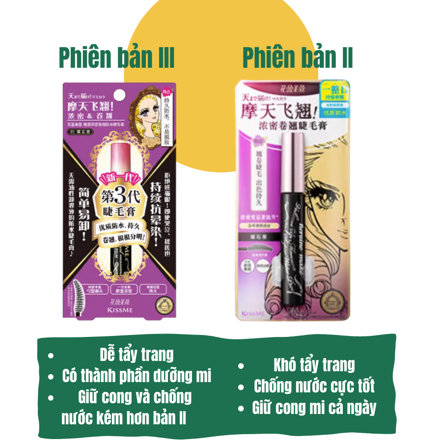Chuốt Mi Mascara Kissme Super Water Proof Chống nước siêu cong mi, bền màu cả ngày