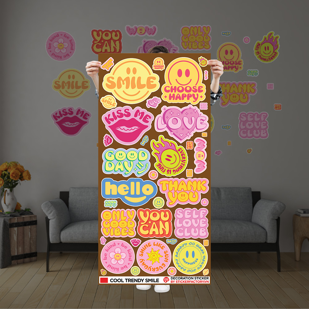 COOL TRENDY SMILE - Decoration sticker decal dán tường trang trí nhà cửa, văn phòng, cửa hàng - STICKER FACTORY