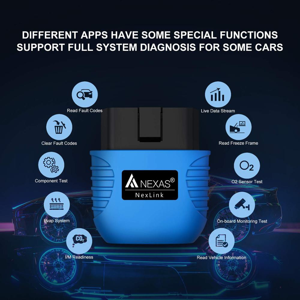 NEXAS Bluetooth 5.0 Máy quét OBD2 Máy quét chẩn đoán xe EOBD cho iOS Android Windows
