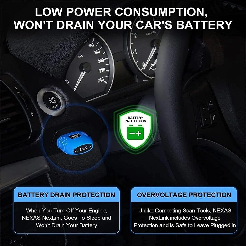 NEXAS Bluetooth 5.0 Máy quét OBD2 Máy quét chẩn đoán xe EOBD cho iOS Android Windows