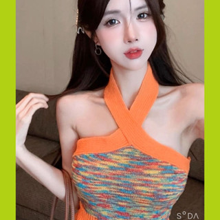 Áo yếm baby thiết kế đan dây màu cầu vồng cực xinh, Áo bra lên bar cực cháy