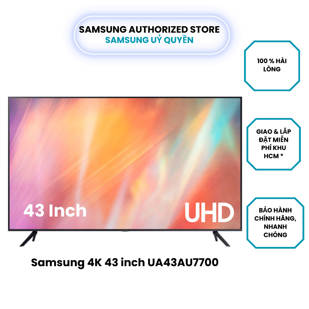 Smart TV Samsung Crystal UHD 4K 43 inch UA43AU7700KXXV - Sản phẩm bảo hành chính hãng