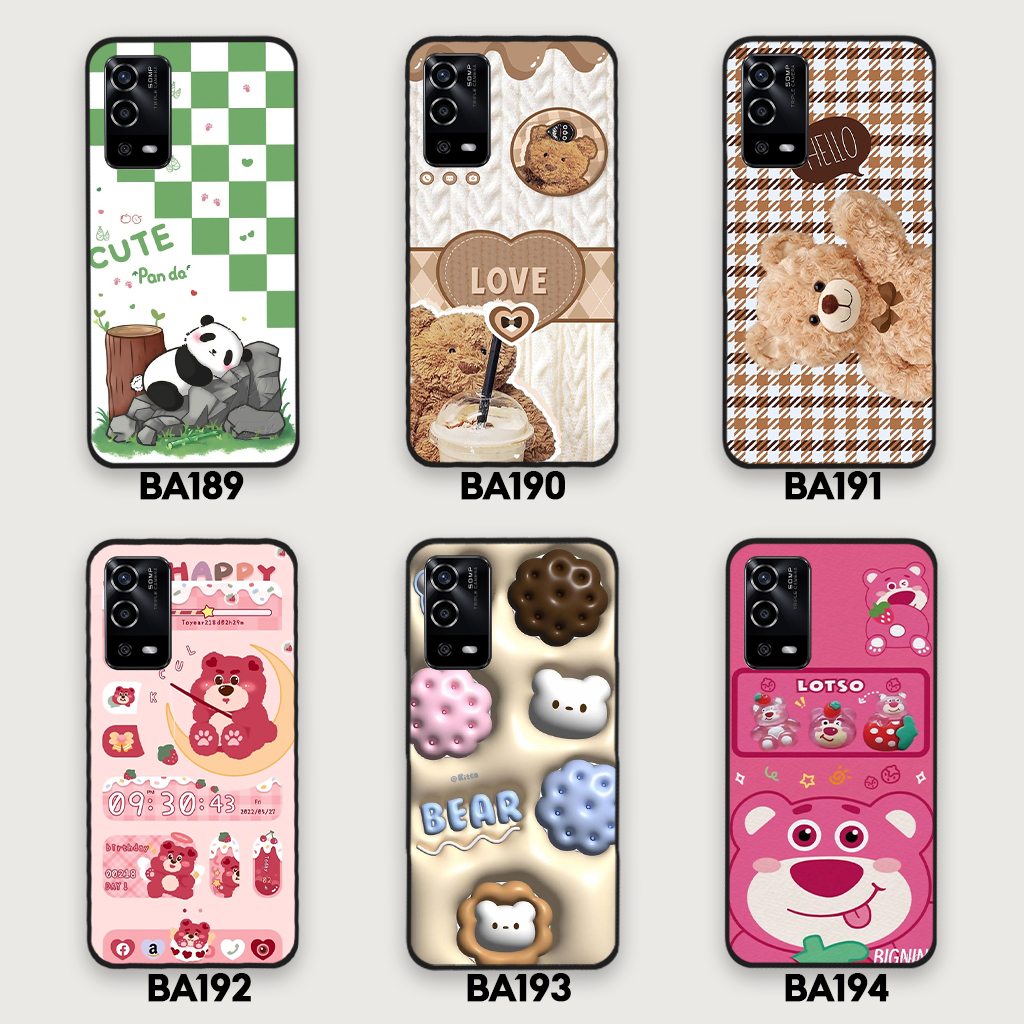 Ốp lưng Oppo A55 / A54 in hình gấu dâu Lotso, gấu nâu dễ thương