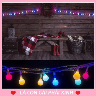 Dây đèn trang trí 100 bóng bi nhiều màu, dây đèn 10m, bóng Led tiết kiệm điện, ánh sáng nhiều màu rực rỡ