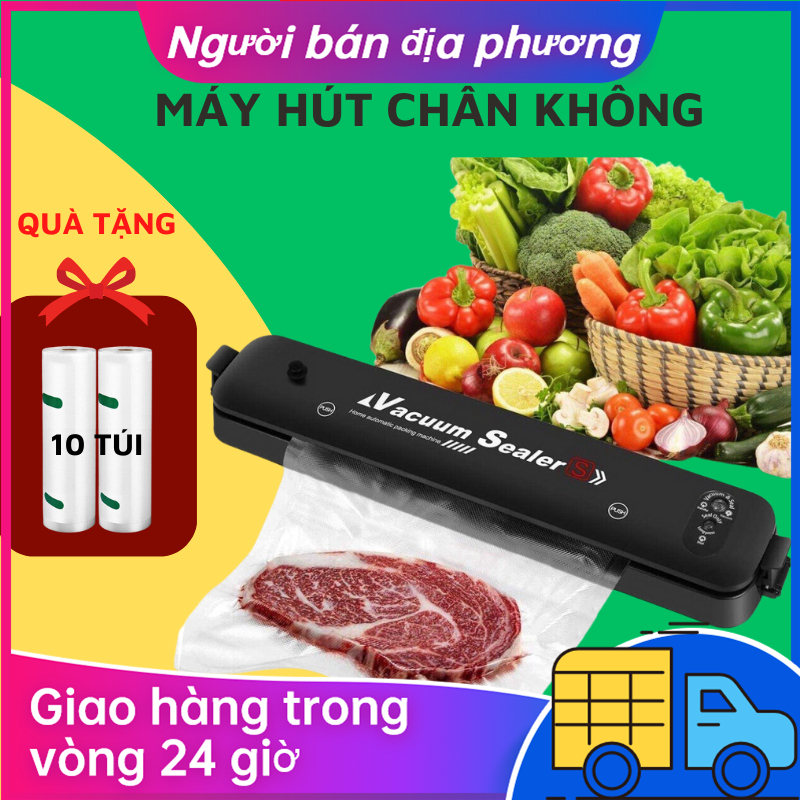 Máy Hút Chân Không Thực Phẩm Cao Cấp, Đóng Gói Hàn Miệng Túi Gia Đình Chuyên Dùng Túi Nhám Tặng Kèm 10 Túi Nhám hot