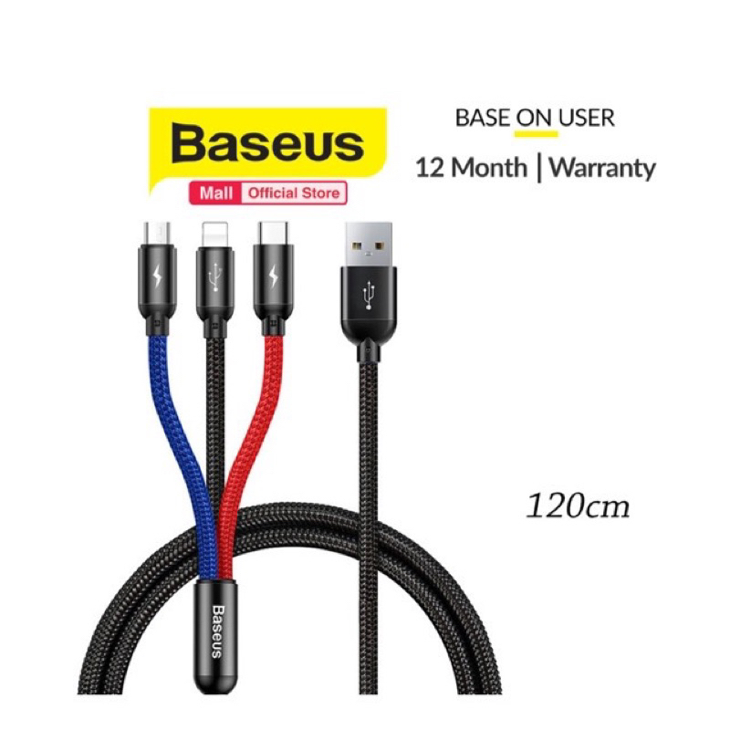 Cáp Sạc 3in1 Baseus Cổng Usb