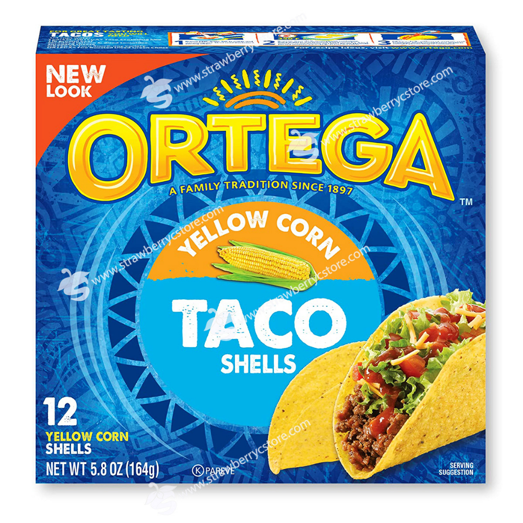 Vỏ Bánh Tráng Bắp Ortega Yellow Corn Hard Taco Shells, Hộp 140g (4.9 Oz.) 12 Cái