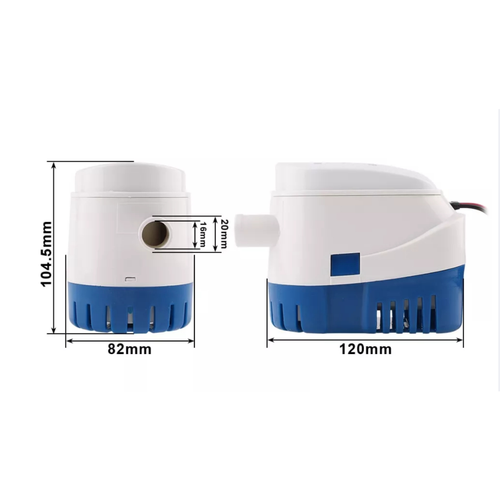 Bơm tự động 12V/24V,DB-SEA,70 lít/ phút, nước cao 4 mét, dây đồng , công tắc bằng nam châm, cho tàu thuyền xà lan