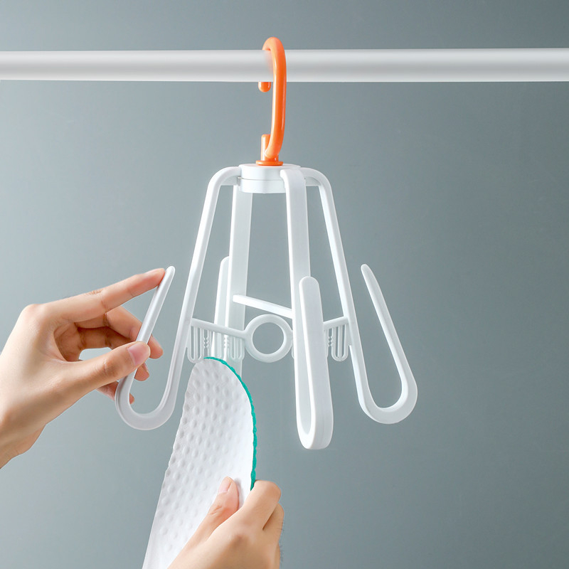 Móc nhựa treo giày 4 chấu xoay 360 độ, móc phơi giày thiết kế 4 nhánh treo đa năng, có thể gấp gọn khi không sử dụng