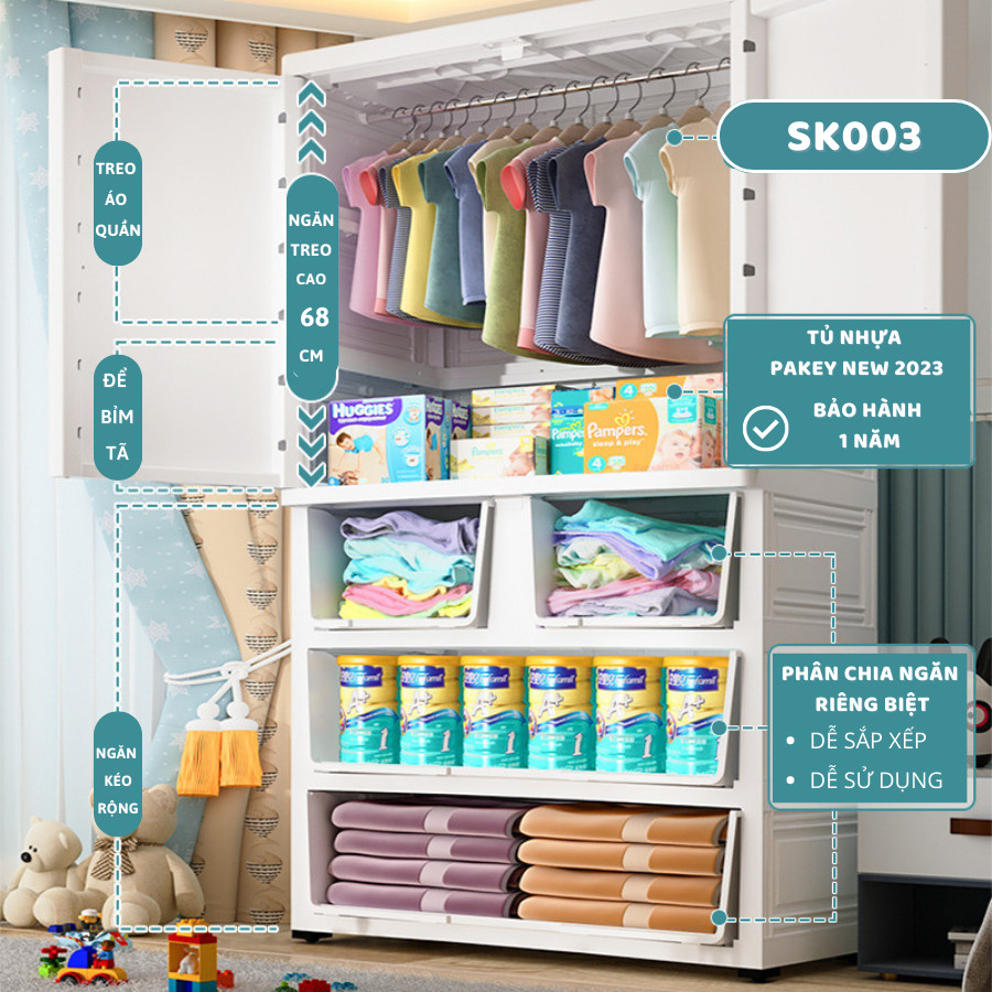 (HỎA TỐC HCM) Tủ Để Đồ 5 Tầng Có Ngăn Treo Chính Hãng Finley, Tủ Nhựa Cho Bé Dày Dặn Bảo Hành 1 Năm