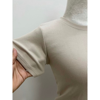 Áo Phông Nữ Body Gân Tăm Basic Form Ôm Dáng Co Giãn Thời Trang Hàn Quốc CinZy SG