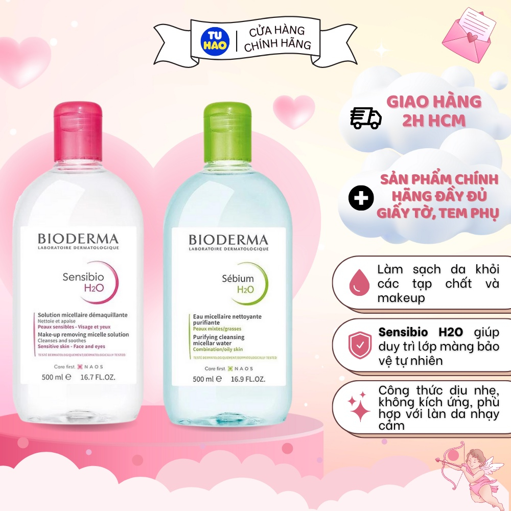 Nước tẩy trang bioderma 500ml dành cho da dầu và da nhậy cảm (shopauth)