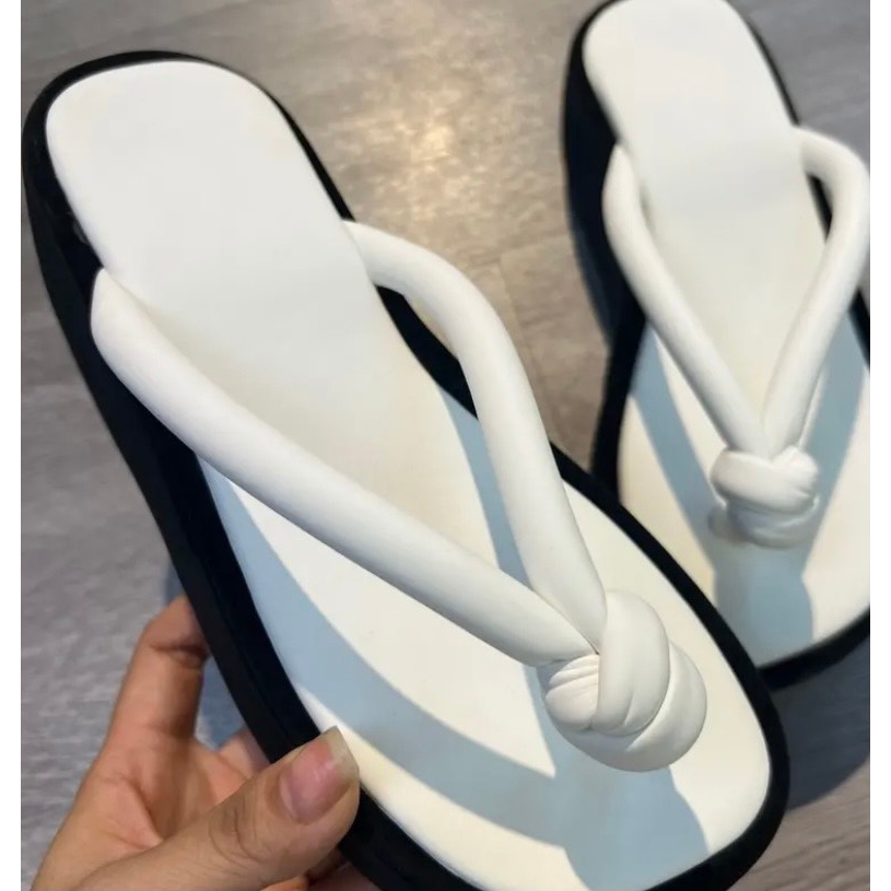 Dép kẹp sandal nữ đế cao 6.5cm quai dây thắt ú si sáp, Dép nữ bánh mì xăng đan đế bằng xỏ ngón siêu hót đi chơi dạo phố