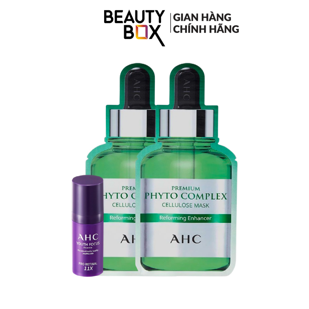 [QUÀ TẶNG KHÔNG BÁN] Combo Tinh Chất Chống Lão Hóa AHC 10ml+2 Mặt Nạ Giấy Làm Dịu Phục Hồi Da AHC Premium 27mlx2