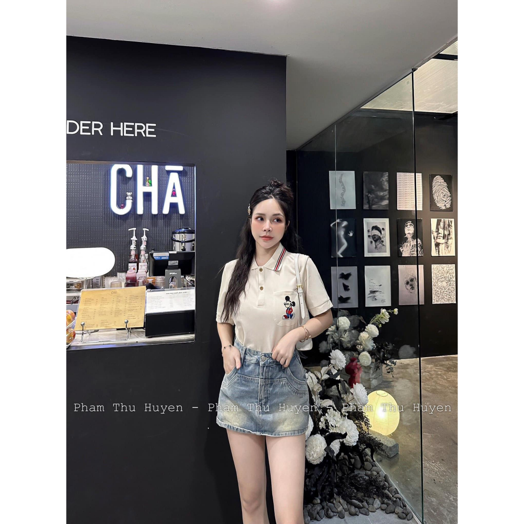 Chân váy mini denim jeans đính đá QCL1 LuciK Shop CV0015