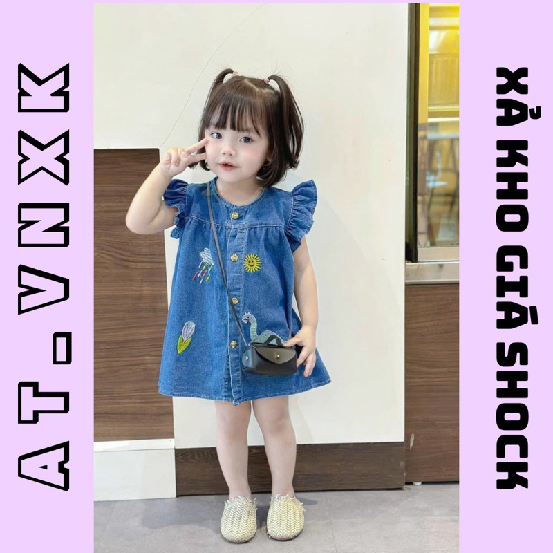 XẢ KHO VÁY JEAN THÊU CHO BÉ