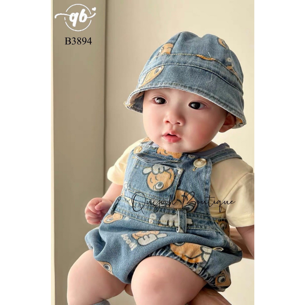 Yếm Trẻ em Set Yếm Jean Họa Tiết Mặt Cười Quỳnh Boutique Official