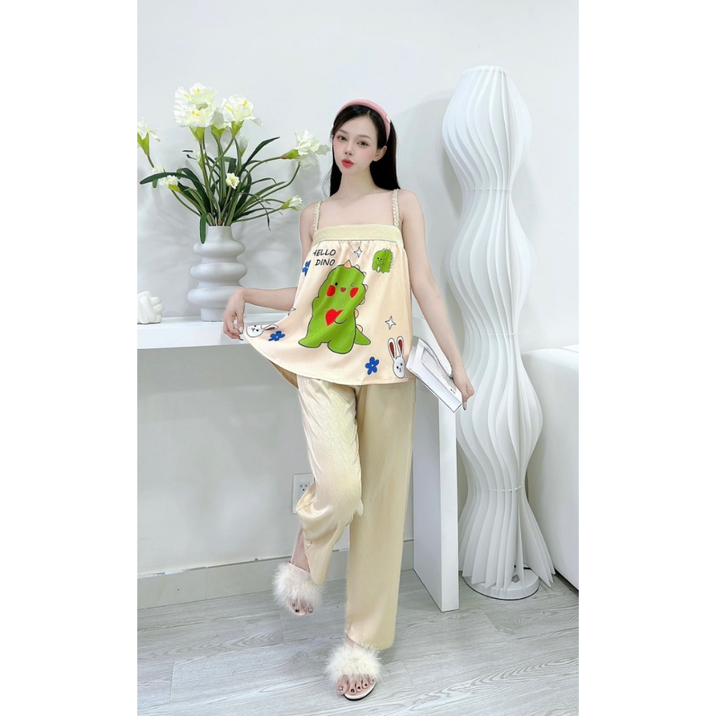Đồ bộ nữ pijama lụa xước thiết kế hot nhất hiện nay, đồ bộ pijama hai dây quần  , pijama nữ giá rẻ,giá tận xưởng