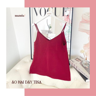 Áo hai dây cổ V lụa basic Tina - MA’MIA
