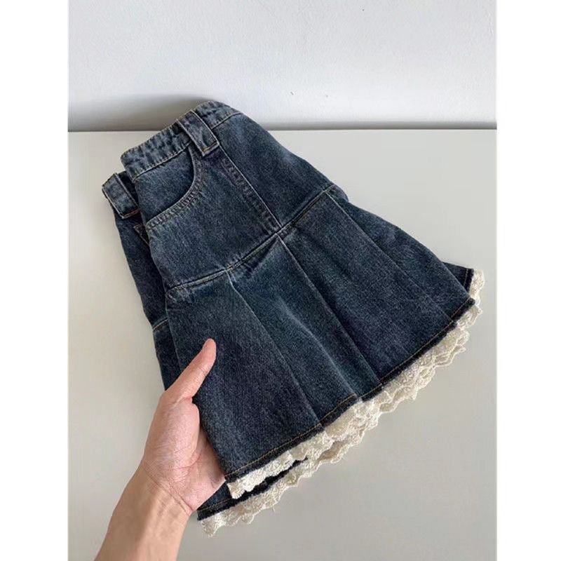 (ORDER TAOBAO) Chân Váy Đuôi Cá Phối Ren Jean Xanh Dáng Ngắn Có Quần Bảo Hộ Phù Hợp Với Mọi Lứa Tuổi