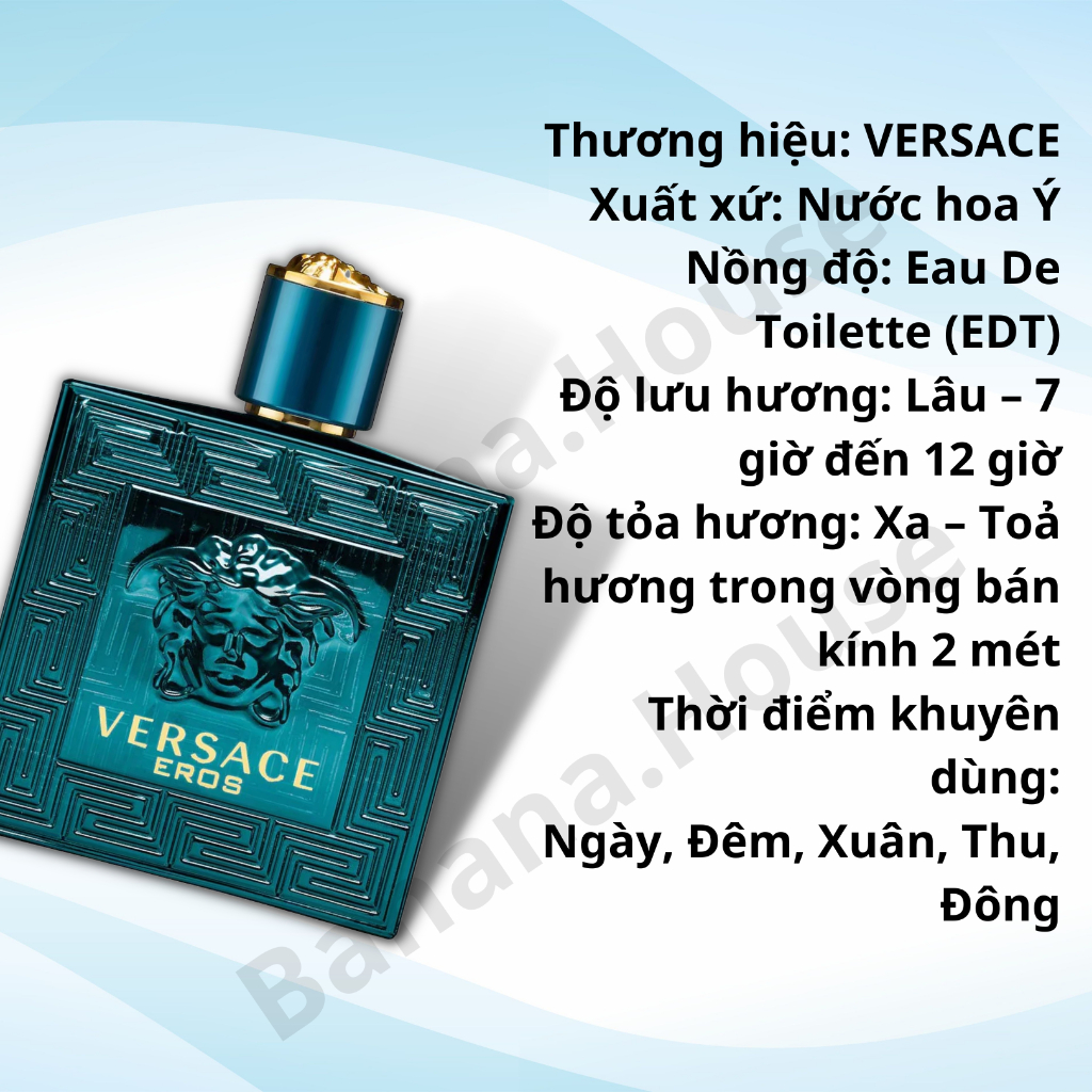 Nước Hoa Nam Mini Size Nam Tính Mạnh Mẽ Eros EDT 5ml