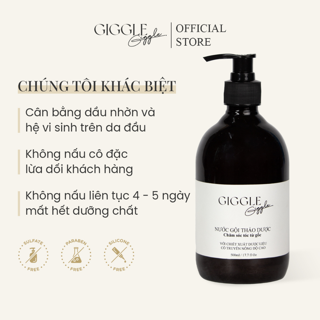 [Mã ICBFRI300 giảm 10% đơn 250K] Nước Gội Thảo Dược Giggle giúp nuôi dưỡng phục hồi hư tổn và cấp ẩm 500ml