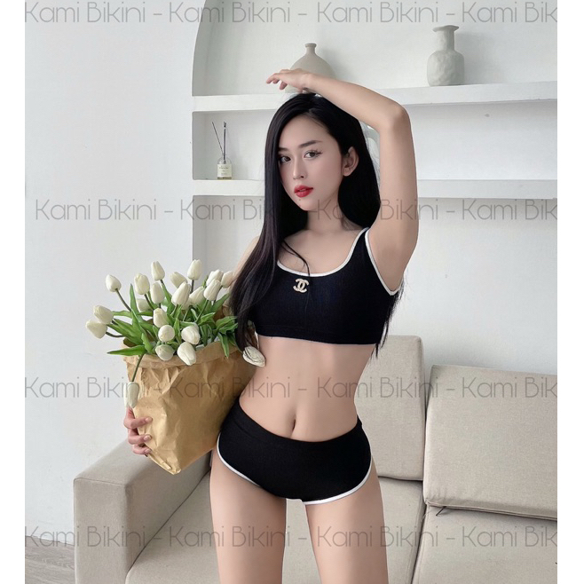 Bikini Kami 2 mảnh kèm tag Chanel Sang Chảnh mới nhất 2023 Freesize