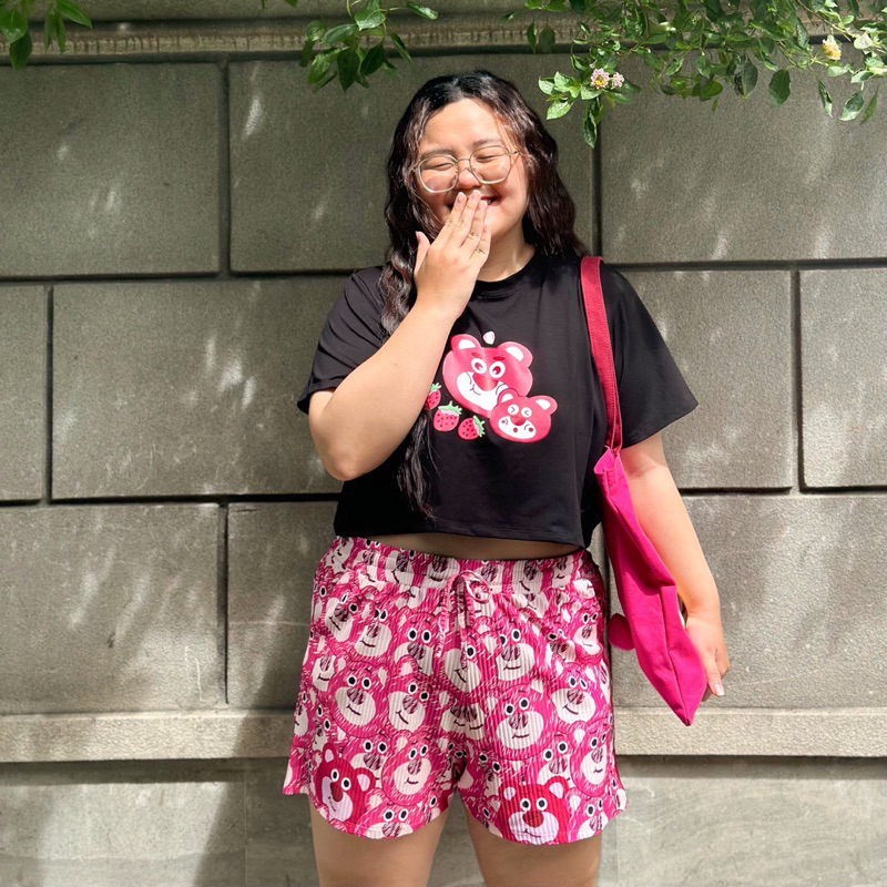 OOTD BIGSIZE | Set áo thun croptop quần short dập li Toy Story