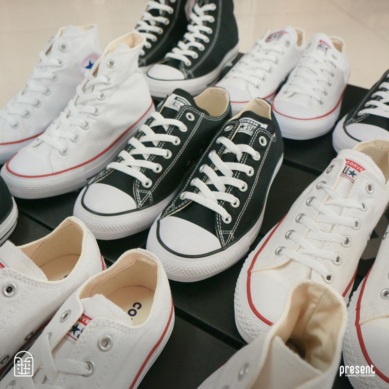 Giày Converse chính hãng bản CLASSIC, cổ cao cổ thấp, màu đen trắng cho nam nữ Present Original Sneakers