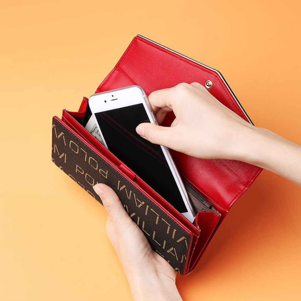 Ví nữ cầm tay dáng dài chất liệu da Bò hiệu William POLO 191481