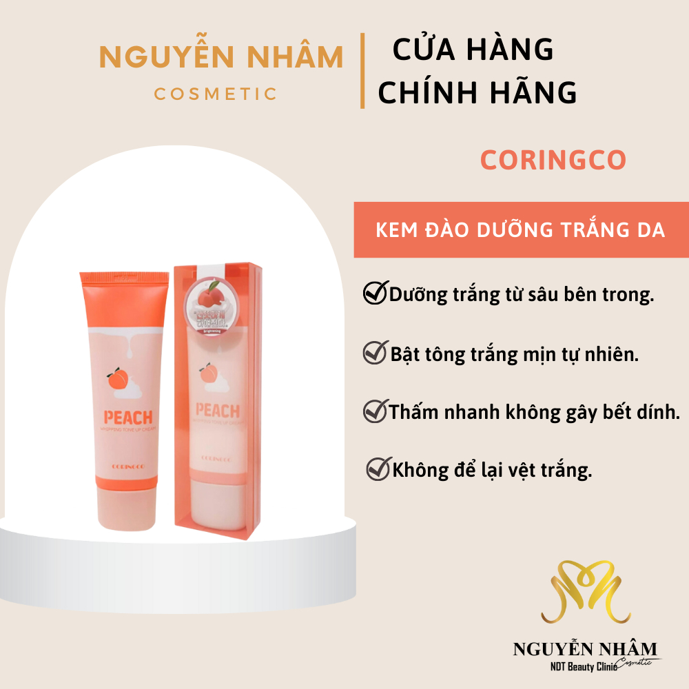 Kem Đào Coringco Peach - Kem Đào Dưỡng Trắng Nâng Tông Da Coringco Peach Whipping Tone Up Cream 50ml