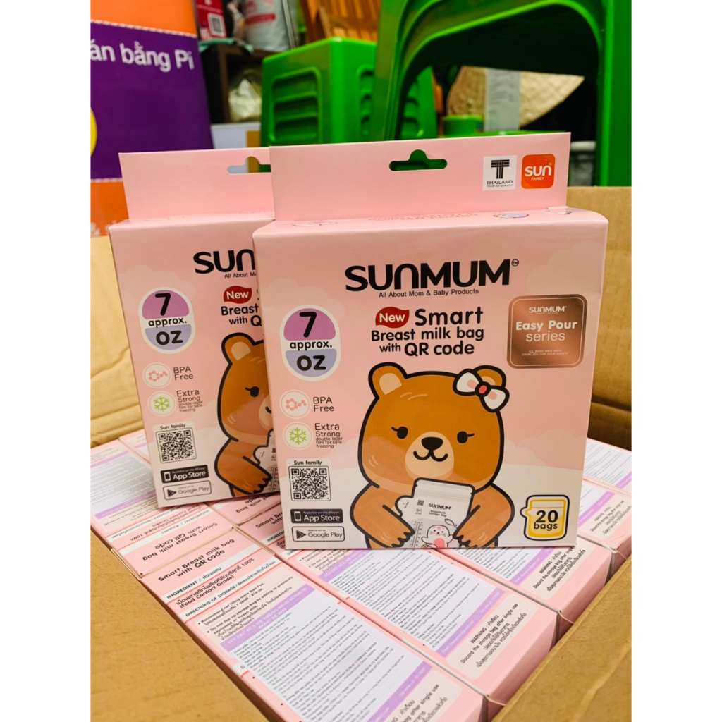 (HÀNG MỚI) Túi trữ sữa Sunmum Thái Lan mẫu mới 210ml - 20 túi/hộp