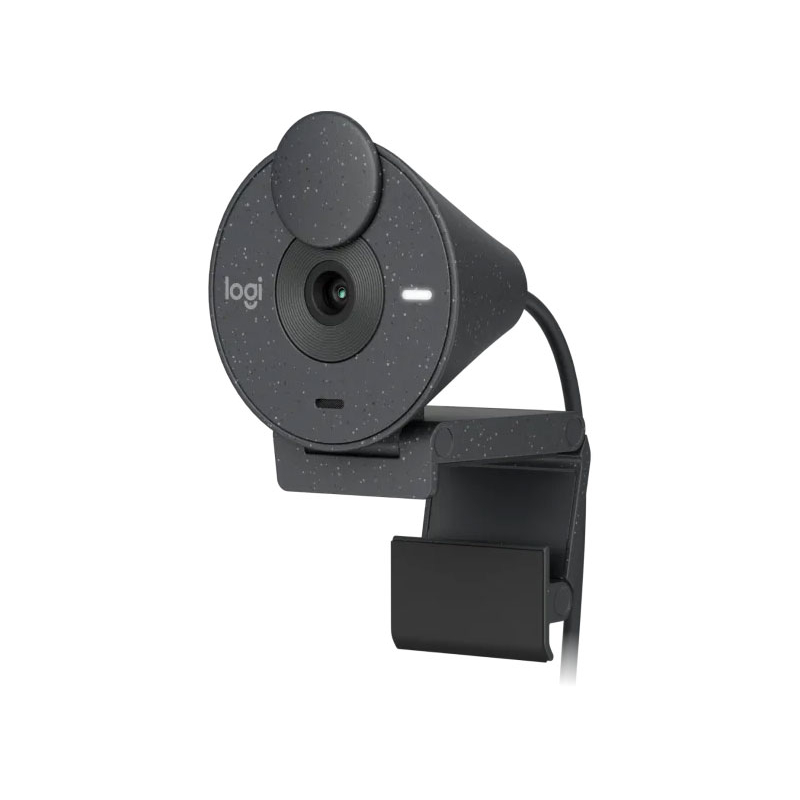 Webcam Full HD Logitech Brio 300 - Màn che ống kính, Micrô giảm tiếng ồn, USB-C, tự động chỉnh ánh sáng - Hàng chính hãn