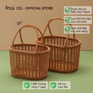 [Giỏ] Làn Mây Đi Chợ Có Tay Cầm Chắc Chắn Decor Chụp Ảnh Picnic, Giỏ Đựng Quà Tặng TRẠI CÁ HOME