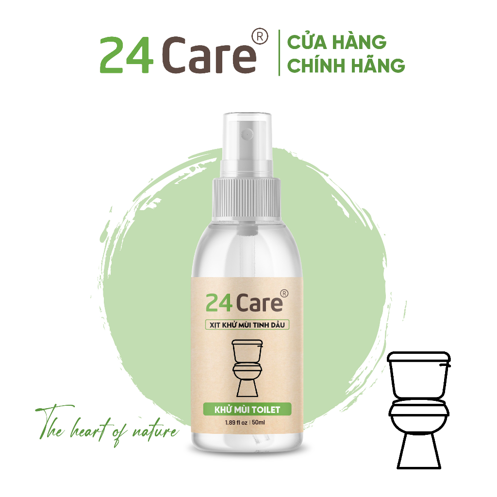 [ GIÁ DÙNG THỬ ] Xịt khử mùi Toilet Tinh dầu 24care - Xịt khử mùi thiên nhiên dung tích 50ml/ 100ml/ 250ml.