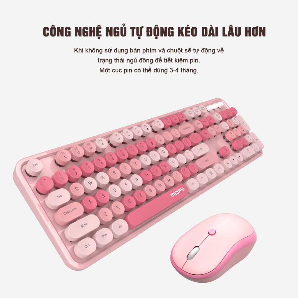 Bộ Bàn Phím Cơ Và Chuột Không Dây Mofii Sweet Plus, bàn phím mofii sử dụng redswitch, giảm ồn, cho công việc văn phòng